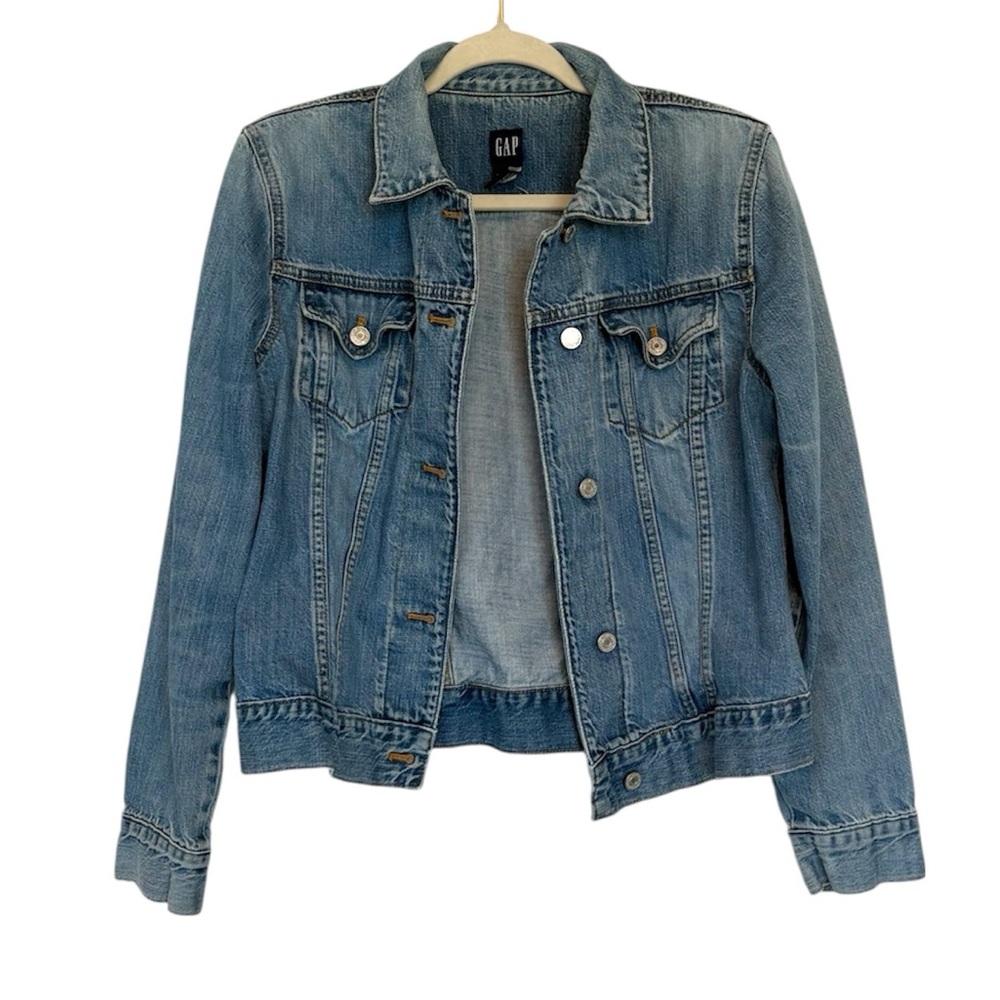 GAP Denim Jean Jacket Blue Womens Cotton Classic Fit Size Large